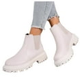 thumbnail image 5 of Bnwani Women Boots Footwear Fall Winter Fashion Low-Heel Thick Ankle Versatile Comfortable Casual Boot White Size 8.5, 5 of 7