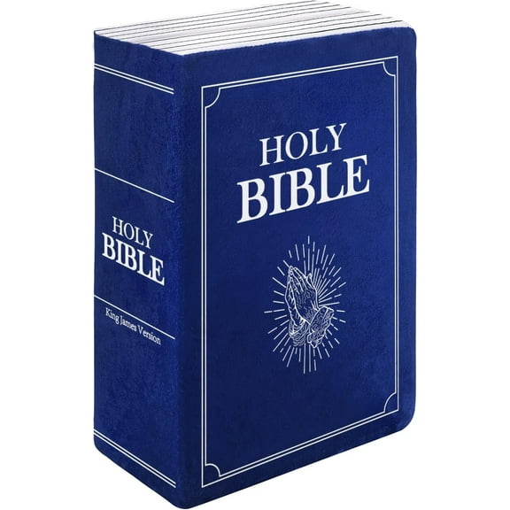 Children's Cartoon Plush Toy Throw Pillows, Christmas holiday Bible Book Pillow that Opens, (Blue)