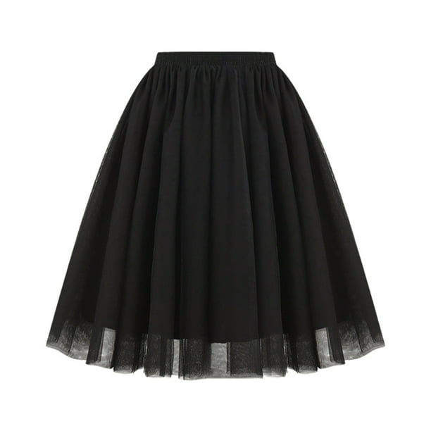 B91xZ Mini Skirts for Women Teens Classic Elastic 4 Layered Tulle Ballet Tutu Skirt Adult Size Non See Through Black M Walmart