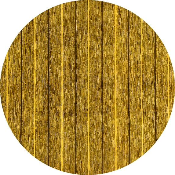 Ahgly Company Indoor Round Abstract Yellow Modern Area Rugs, 5' Round
