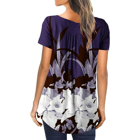 

Simplmasygenix Women Tops Summer Clearance Women s Fashion Printed Loose T-shirt Short Sleeves Blouse Round Neck Casual Tops