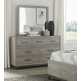 thumbnail image 3 of Modern 5pc King Bedroom Set Panel Bed Nightstand Dresser Chest Mirror Gray Finish Furniture, 3 of 7