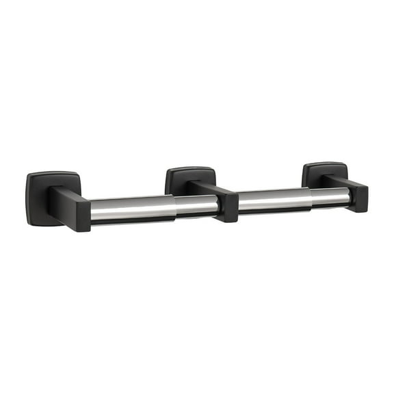 Asi 7305-2 Surface Mounted Double Roll Toilet Tissue Holder - Black