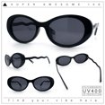 thumbnail image 2 of Womens Unique Wavy Crooked Arm Mod Oval Plastic Sunglasses All Black, 2 of 8