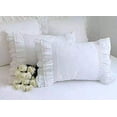 thumbnail image 3 of 2-Pack Bright White Pillow Shams Cases Covers with Ruffles and Embroidery Lace Egypt Cotton King Size 20"X36" Princess Girls Bed, 3 of 9