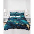 thumbnail image 3 of Blue Black Marble Twin Size Down Alternative Comforter, Lightweight Comforter Quilt Bedding Set with Pillow Shams Modern Golden Abstract Aesthetic All Seasons Bed Comforter Duvet Insert 68"x86", 3 of 7