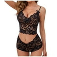 thumbnail image 1 of Gibobby Ropa interior mujer sexy Conjunto De Lencería Erótica Ropa Interior Sexy para Mujeres Encaje Mujeres Lencería Cuello en V Ropa de Dormir(Negro, 3XG), 1 of 5