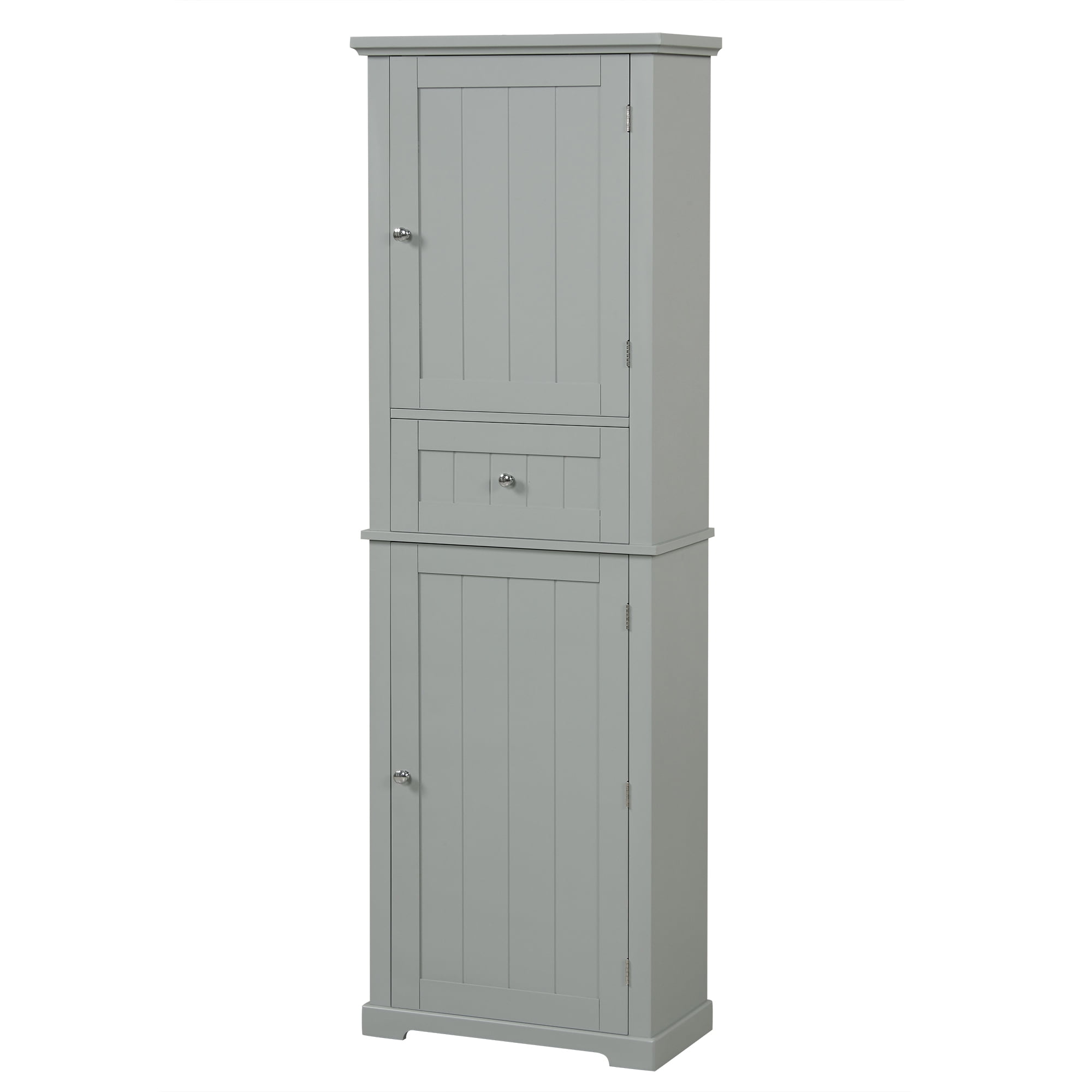 Tall Bathroom Storage Cabinet with Drawer and Adjustable Shelf, MDF, Grey