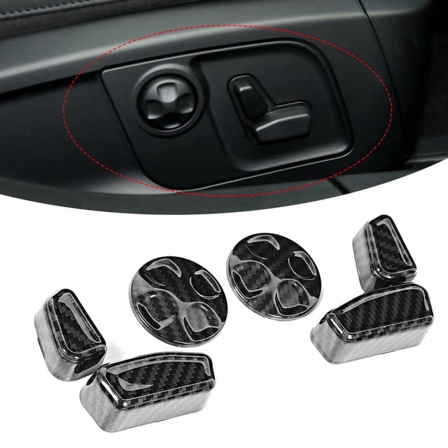 Adjust Handle Button Adjust Button Trim Car Interior Decoration 6Pcs/Set Carbon Fiber Pattern Car Side Adjustment Handle Button Cover Trim Fit For Ghibli 2014-17