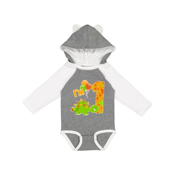 Inktastic Happy Dinosaur First Birthday-green Boys or Girls Long Sleeve Baby Bodysuit