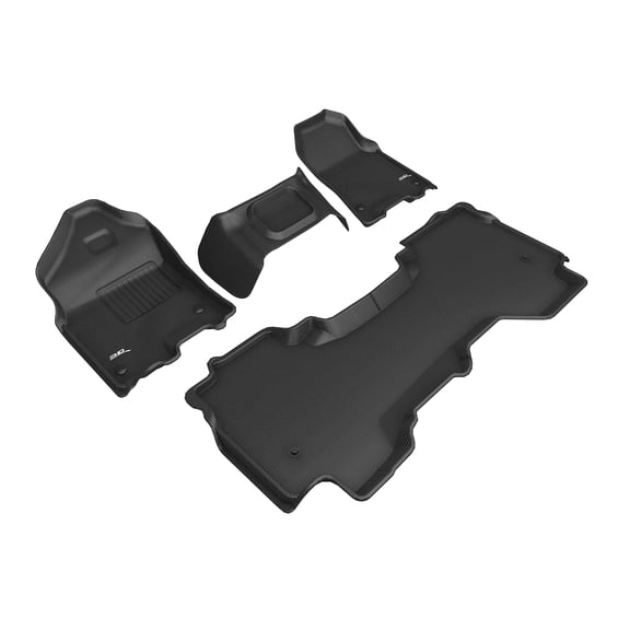 3D MAXpider Custom Fit Kagu Floor Mat (Black) Compatible with Dodge Ram 1500 Quad Cab 2019-2024 (w/ Bench Front Row) - Full Set