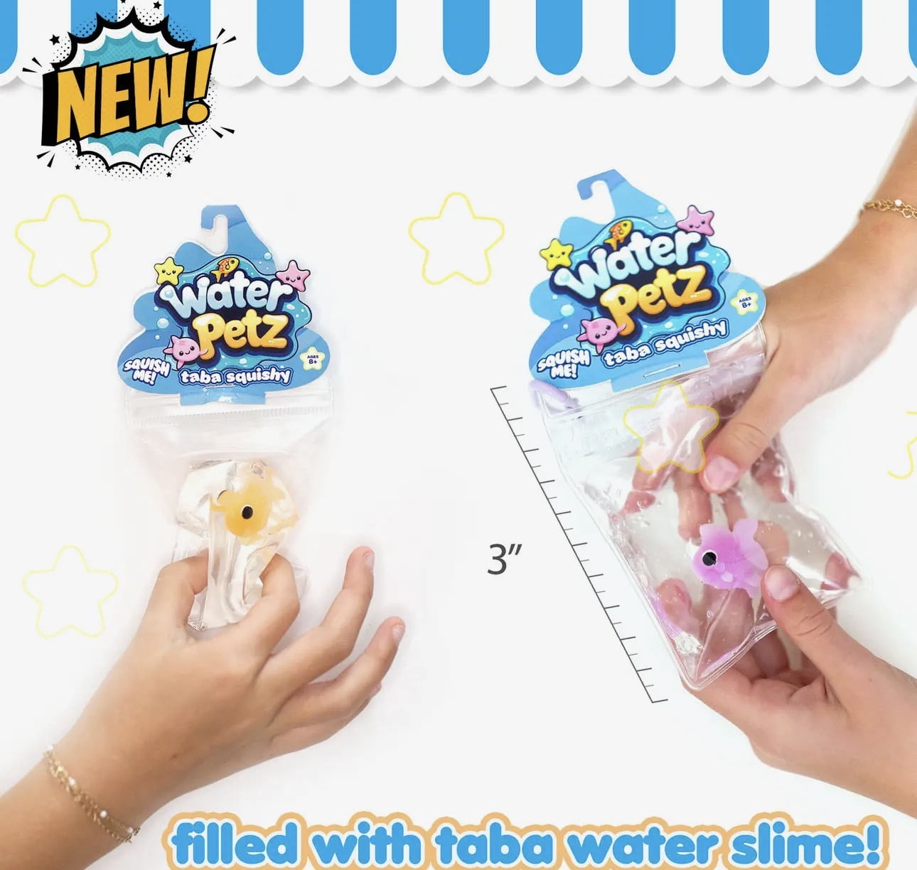 2) Water Pets Taba Squishies Pet Fish in a Bag Squeeze Stress Relief - Random color