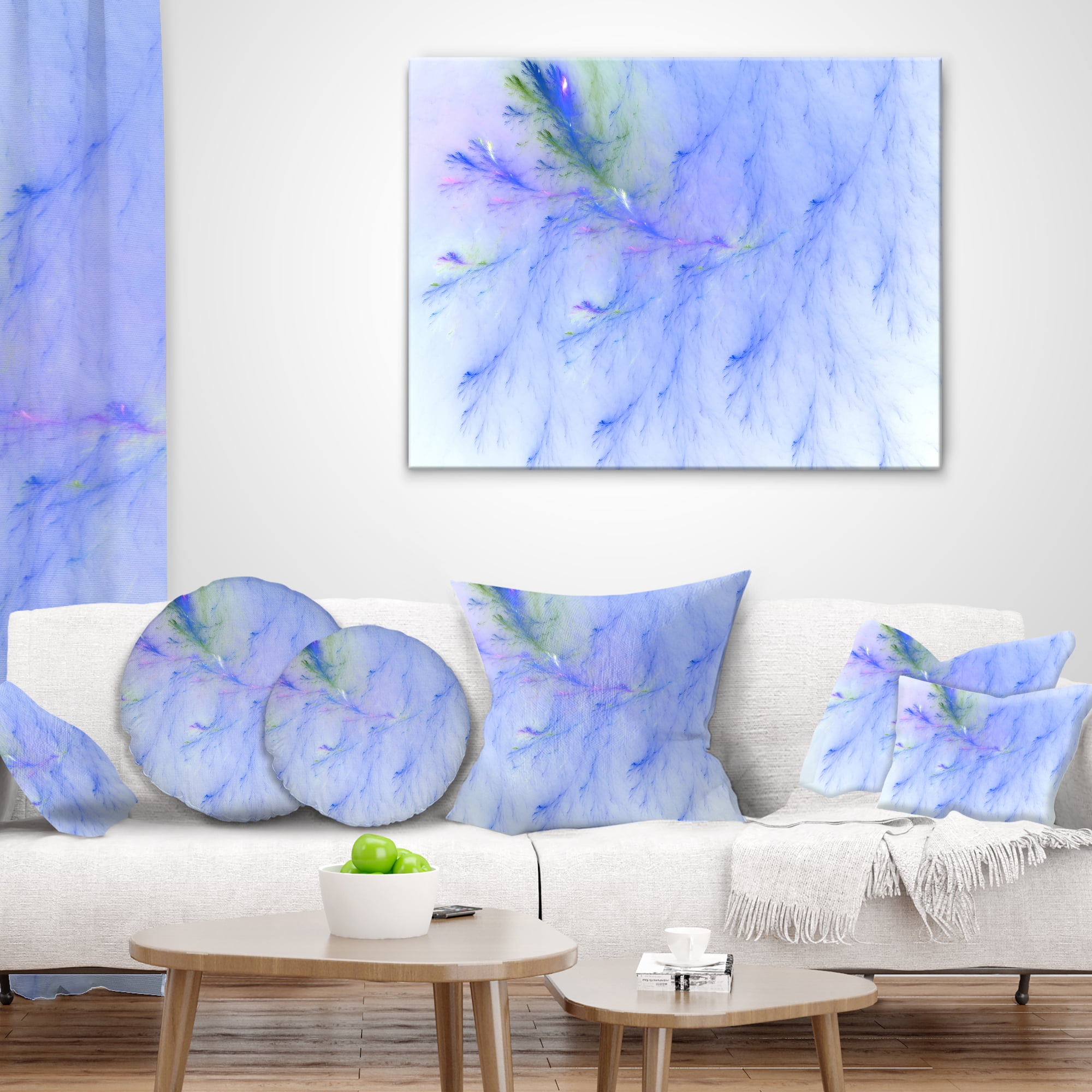Designart Light Blue Veins of Marble - Abstract Throw Pillow - 18x18