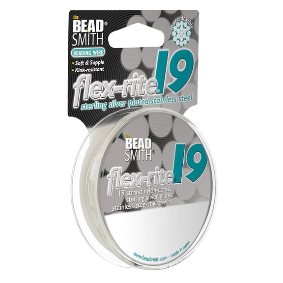 The Beadsmith Flex-Rite 19-Strand Nylon Coated, Stainless-Steel Beading Wire, Jewelry Making Supply (.014 Dia, Silver Plated – 30 Ft)