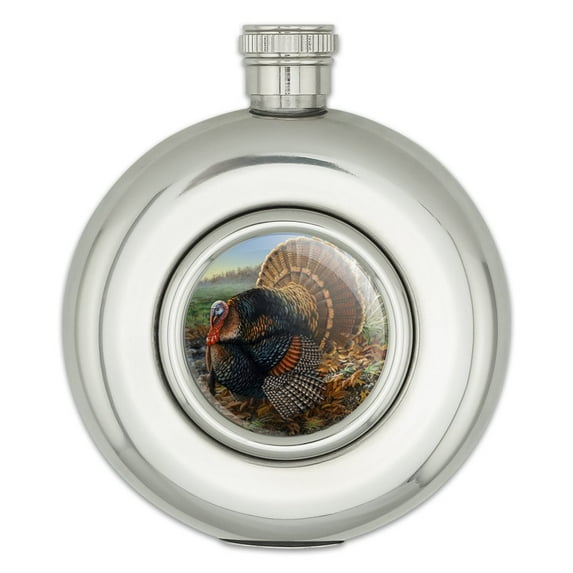 Minnesota Gobbler Turkey Round Stainless Steel 5oz Hip Drink Flask