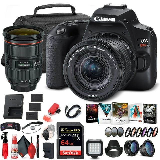 Canon EOS Rebel SL3 DSLR Camera with 18-55mm Lens (Black) (3453C002) + Canon EF