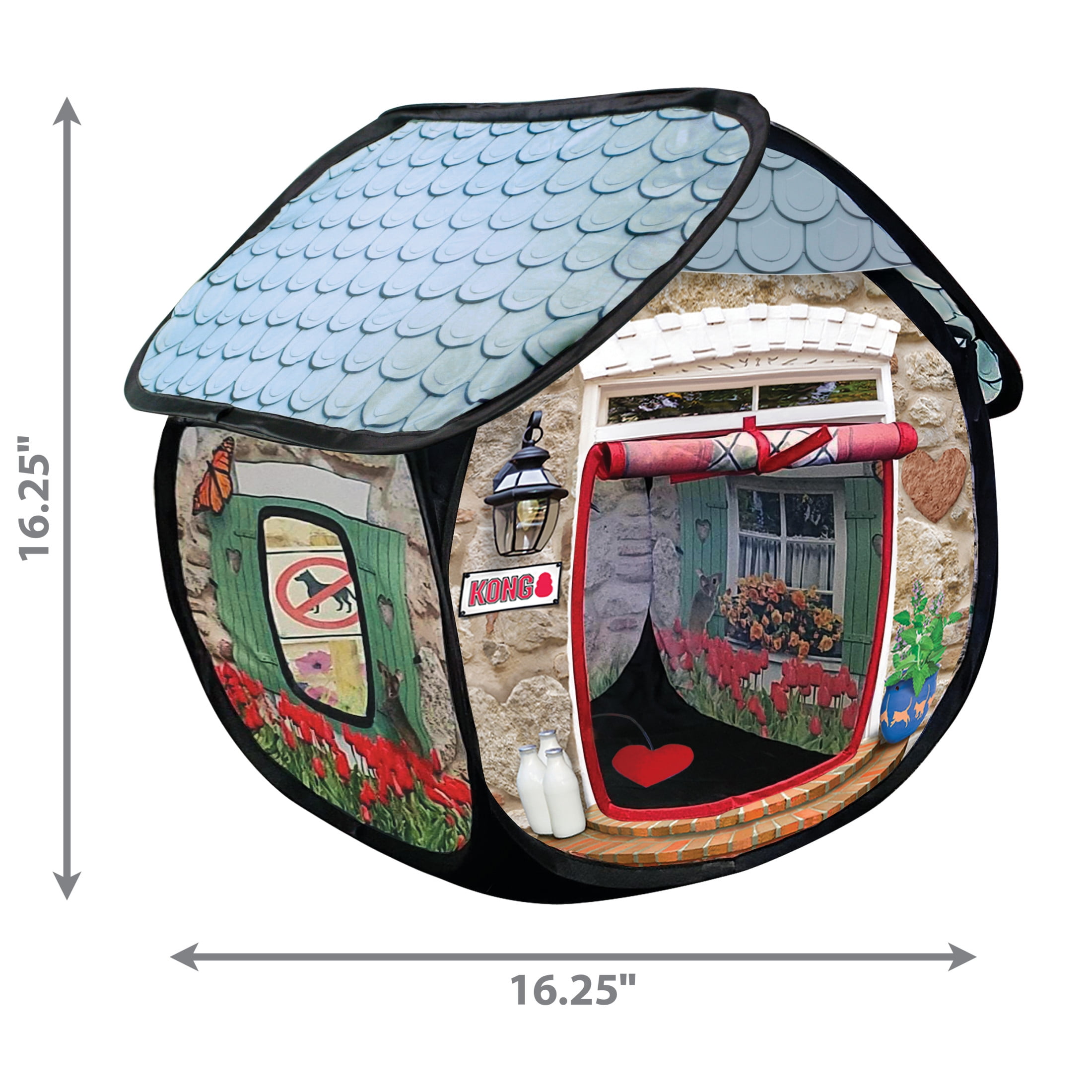 KONG® Play Spaces Bungalow, Foldable Hideaway Cat Toy, with Premium North American Catnip