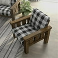 thumbnail image 6 of Furniture of America Tally Brown Wood Finish and Plaid Fabric Accent Chair, 6 of 7