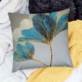 thumbnail image 2 of Autua Blue Flower Gold Stem Zipper Closure Pillow Covers 18x18 12x12in, 2 of 5
