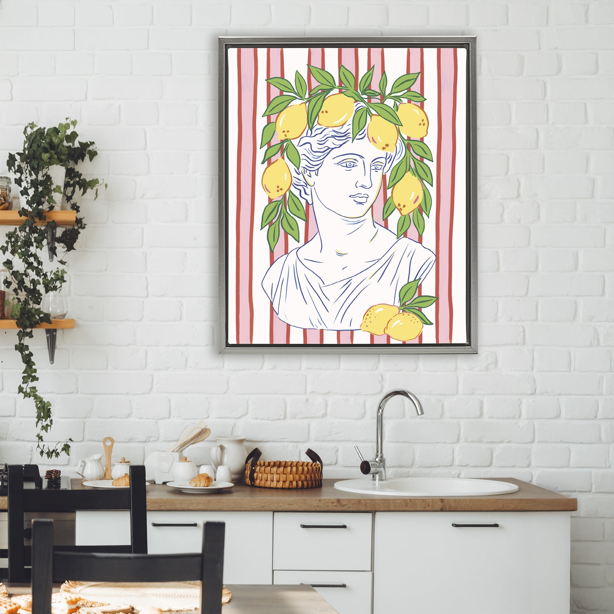 Stupell Industries La Limona Sculpture Face Gray Framed Floater Canvas Wall Art, design by Radhika Modi