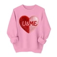 thumbnail image 2 of Valentines Sweatshirts for Women Love Heart Graphic Pullover Crewneck Long Sleeve Tops Valentine's Day Sweatshirt, Valentines Day Gifts for Her, Pink, L, 2 of 4