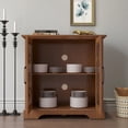 thumbnail image 3 of CQSXDA 34.37" MDF Buffet Sideboard 2 Glass Doors, Adjustable Shelf, For Dining Room Or Living Room, 
Dark Oak, 3 of 16