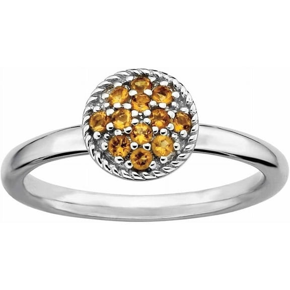 Sterling Silver Citrine Rhodium Ring