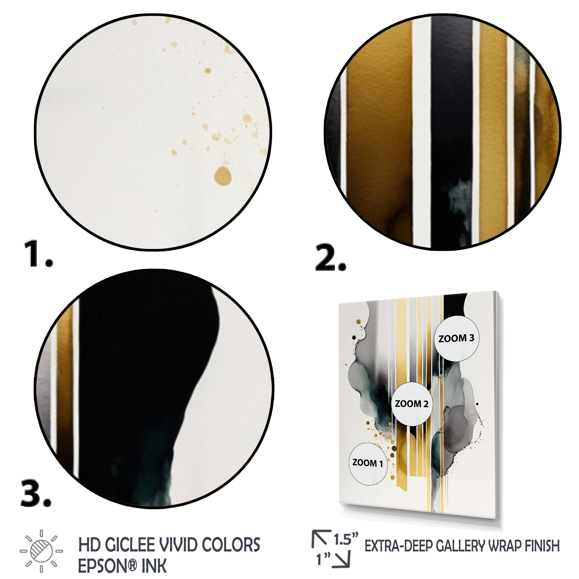 Designart Abstract Transitional Shapes Black II Canvas Wall Art