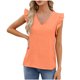 thumbnail image 2 of Fiudx Ofertas y Liquidaciones Blusa Informal de Moda para Mujer, Top Liso de Manga Corta con Cuello En V y Pliegues, 2 of 6