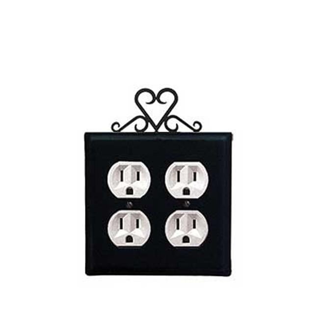 Village Wrought Iron EOO-51 Heart Double Outlet Cover - Black
