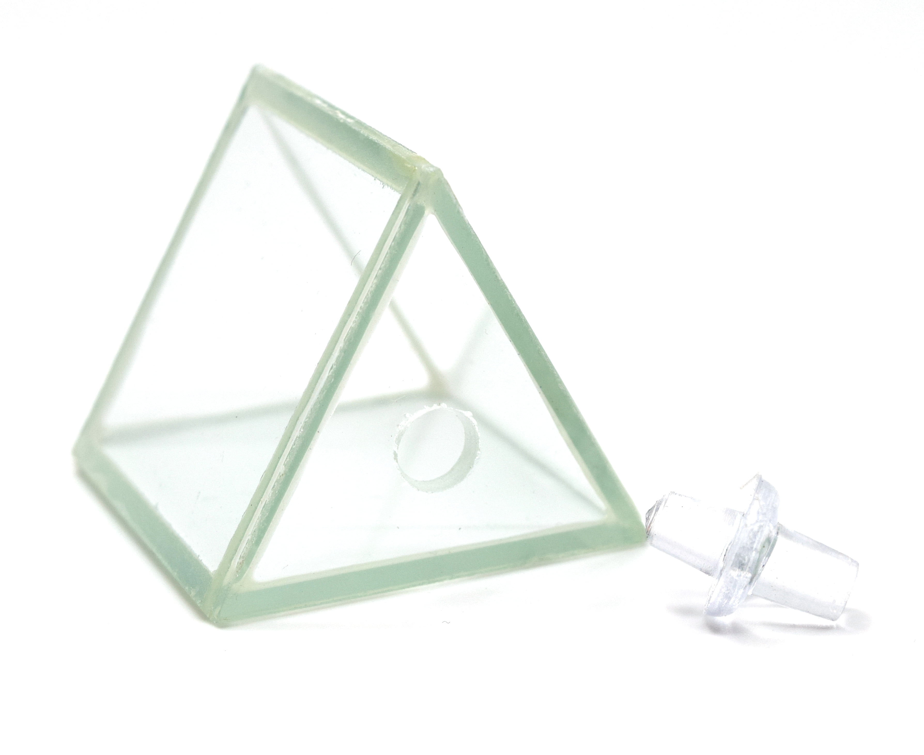 Hollow Glass Prism, with Stopper, Size 1.5" x 1.5" (38x38 mm) Great