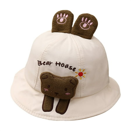 

nvzhuang Infant Boys Girls Fisherman Hat 3D Plush Cartoon Animal Bear/Dog/Tiger/Rabbit Wide Brim Sun Protection Cap Sunscreen Basin Hats