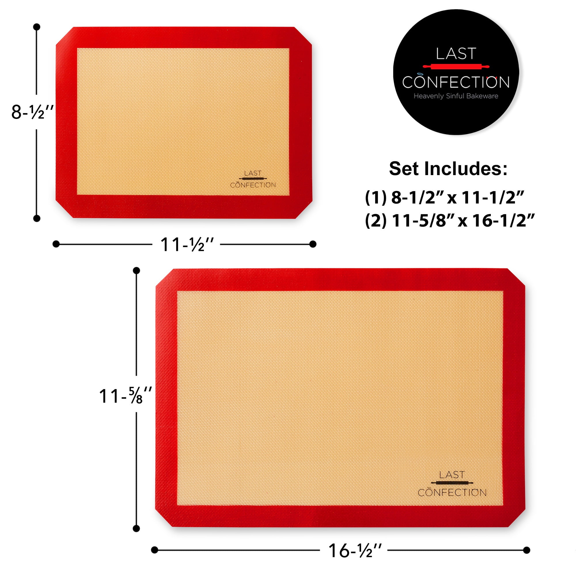 Silpat Half Size 11.6 x 16.5 Inch Nonstick Baking Mat for 13 x 18 Inch  Pans, Set of 2