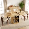 thumbnail image 3 of AFO 47"-63" Extendable Round Dining Table for 4-6, Wood Kitchen Table with Hidden Storage, Adjustable Size Oval Circle Dinner Tables for Dining Room, Kitchen & Small Space, Natural Wood, 3 of 11