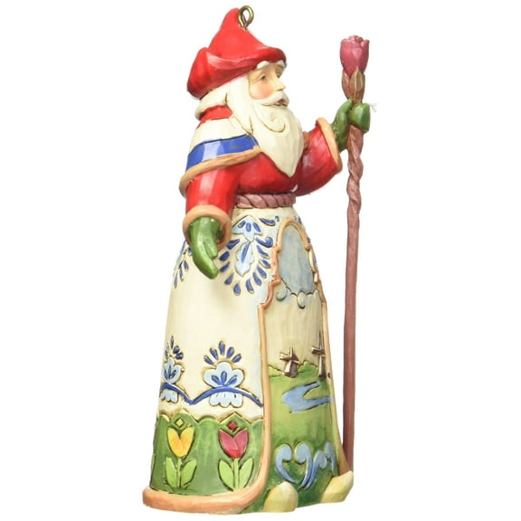 Enesco Jim Shore Heartwood Creek Dutch Santa Stone Resin Hanging Ornament, 4.5”