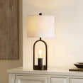 thumbnail image 2 of SAFAVIEH Faust 20 in. 2-Light Modern Black Iron Table Lamp with White Cotton Shade, 2 of 6
