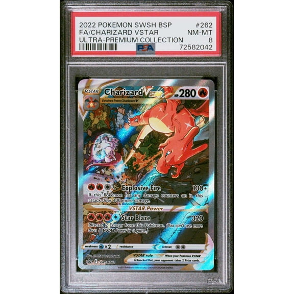Collectible Graded 2022 Graded PSA 8 Charizard VSTAR #262 Black Star Promo Foil Sword & Shield Promo Cards Trading Card