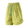 thumbnail image 5 of Women's High Waisted Dry Shorts with Pockets Elastic Drawstring Comfortable Nylon Workout Shorts for Running Gym Hiking Casual Summer Athletic Fitness | VerBelle,Yellow L, 5 of 7