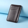 thumbnail image 3 of Retro Women Men PU Litchee Pattern Solid Color Card Case Mini Purse (Black), 3 of 9