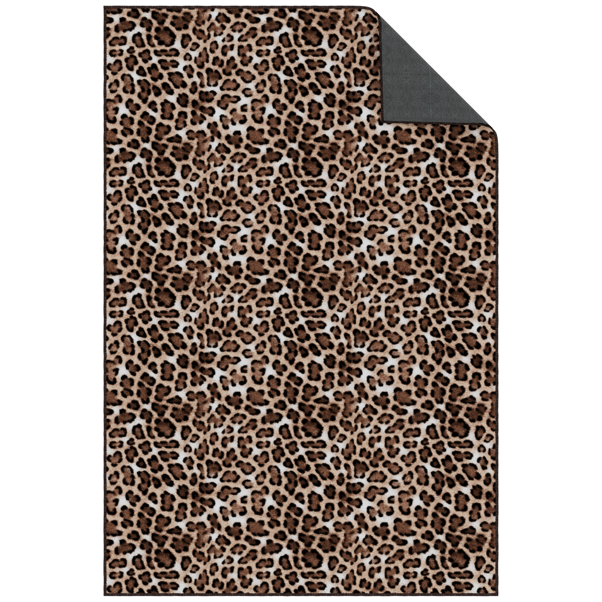 Ottomanson Non-Slip Washable Area Rug for Living Room Durable Low Profile Bedroom Carpet 3'3" x 4'6" Leopard Print Brown