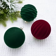 Twfbrm Velvet Christmas Balls 12ct Burgundy Red Flocked Christmas Tree Ball Ornaments Plastic Balls Xmas Decorative Hanging Ornaments Christmas Tree Decoration 6cm/2.36
