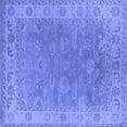 thumbnail image 1 of Ahgly Company Machine Washable Indoor Square Oriental Blue Industrial Area Rugs, 4' Square, 1 of 4