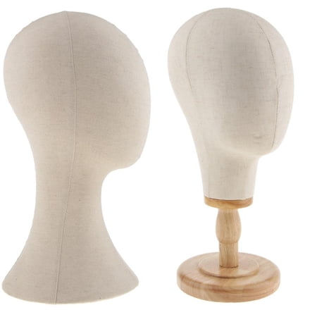 EHJRE 2pcs 21 Inch 22 Inch Beige Color Canvas Block Head For Hair Extension Lace Wigs Making And Display Styling Mannequin Manikin Head With Detachable Stan