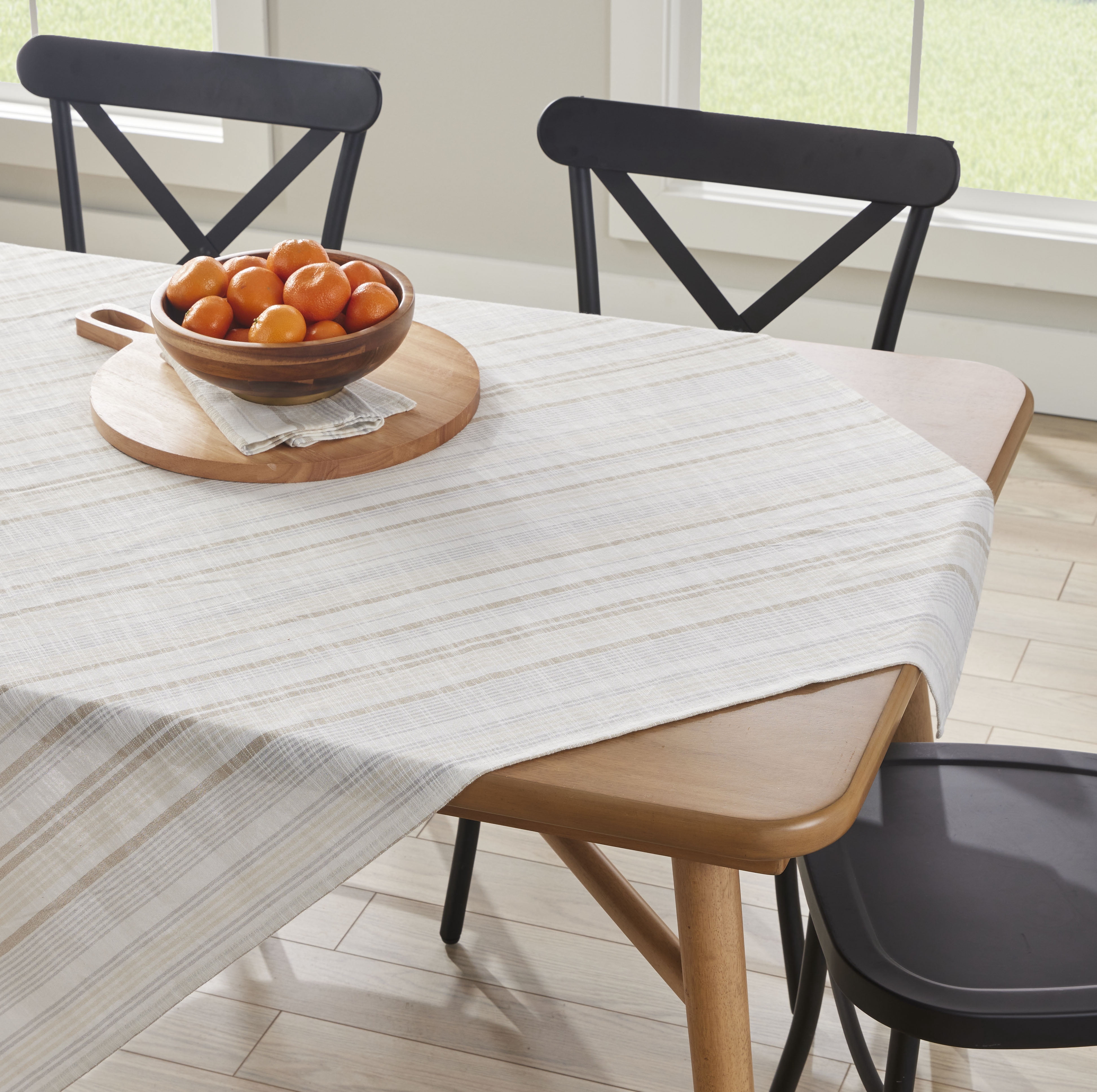 Better Homes & Gardens Natural Stripe Table Throw, 50 in x 50 in, Neutral, 100% Cotton