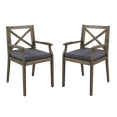 thumbnail image 4 of Tcbosik 2 Pieces Outdoor Dining Chairs with Cushions, Wooden Armchair for Deck, Yard, Porch, Patio, Grey, 4 of 11