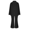 thumbnail image 6 of ZACPNCV Women's Solid Color Matching Long Sleeve Button Coat Trousers Suit Black, 6 of 7