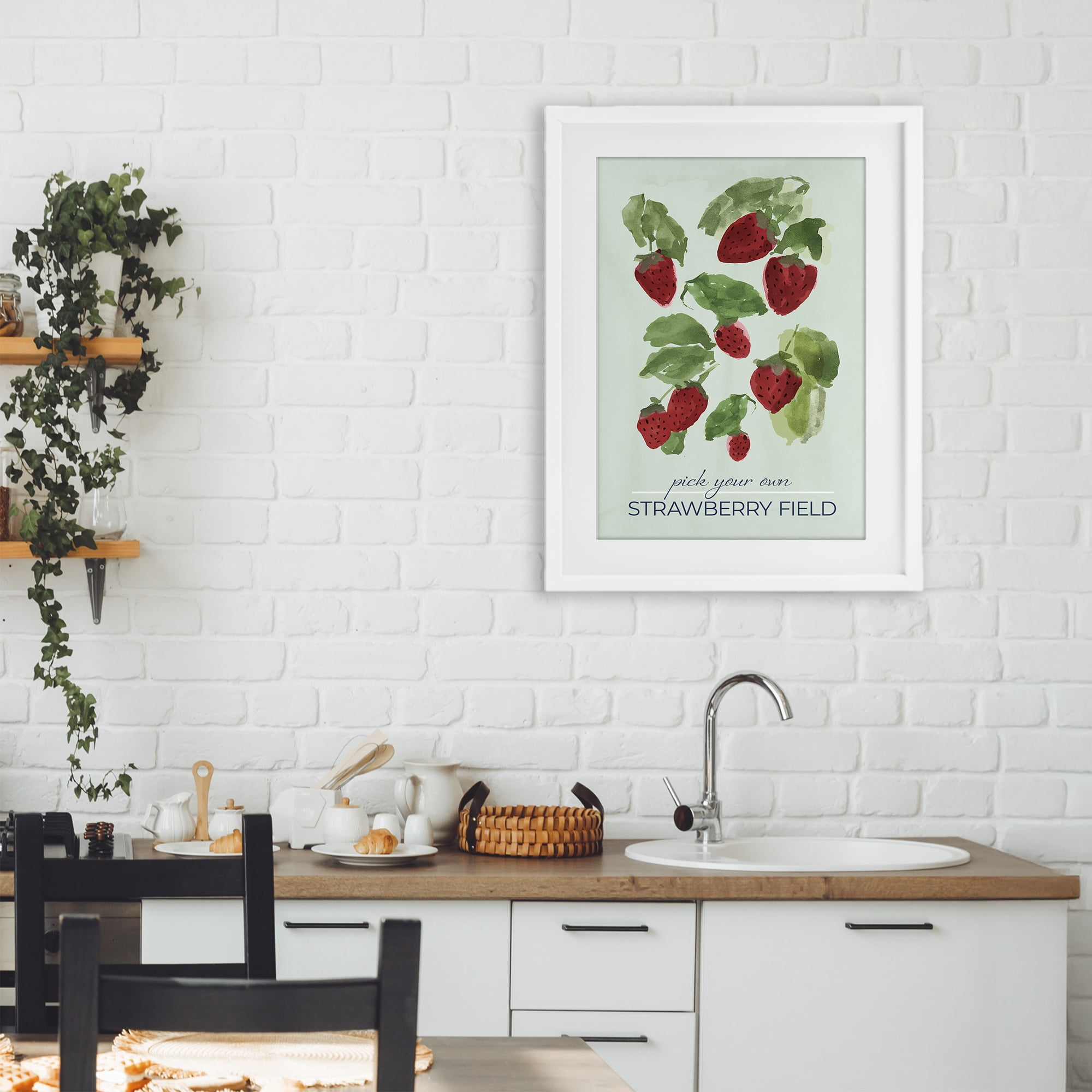 Stupell Industries Strawberry Field Pick Your Own White Framed Print Under Glass, design by Lucille Price