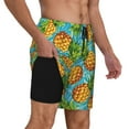 thumbnail image 2 of Sikiie Pineapple Print Men's Double Layer Swimming Trunks, Adjustable Waistband and Pockets Sports Swimming Trunks, Beach Swimwear-Small, 2 of 6