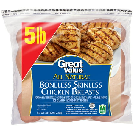 Great Value™ Boneless Skinless Chicken Breast Portions 80 oz. Bag ...