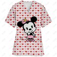 thumbnail image 3 of Uniforme de enfermera de verano con estampado de Mickey Mouse de Disney, ropa de trabajo para dentistas, salones de belleza y tiendas de mascotas, camisetas con cuello en V y bolsillos, 3 of 5